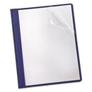 Oxford™ Clear Front Linen Report Cover, Three-Prong Fastener, 0.5" Capacity, 8.5 x 11, Clear/Navy, 25/Box