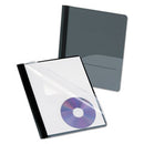 Oxford™ Clear Front Report Cover, CD Pocket, Three-Prong Fastener, 0.5" Capacity, 8.5 x 11, Clear/Onyx, 25/Box