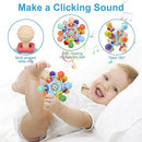 TOHIBEE Baby Montessori Sensory Teether Toy for 0-6, 6-12 Months, Blue, Silicone & ABS Plastic, Baby Rattle