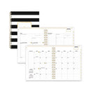 Blue Sky® Day Designer Daily/Monthly Frosted Planner, Rugby Stripe Artwork, 10x8, Black/White Cover, 12-Month (July to June): 2022-2023
