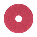 Boardwalk® Buffing Floor Pads, 13" Diameter, Red, 5/Carton