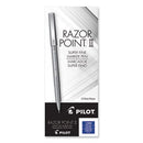 Pilot® Razor Point II Super Fine Line Porous Point Pen, Stick, Ultra-Fine 0.2 mm, Blue Ink, Blue Barrel, Dozen