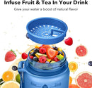 32oz Motivational Water Bottles with Time Marker & Fruit Strainer, Single Color Water Bottle with Times to Drink